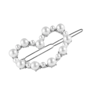 Barrettes à Cheveux Élégantes en Forme de Cœur Creux pour Femmes Alliage Künstliche Perle Artificielle Strass Pince à Bec de Canard