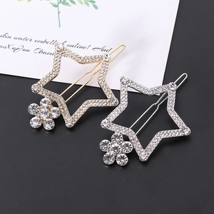Fermagli a stella con strass e fiore di perle in finitura oro e argento