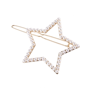 Pince à Cheveux Étoile à Cinq Branches Évidée en Alliage Künstliche Perle Strass Barrette Latérale Accessoires Cheveux Femme Fille