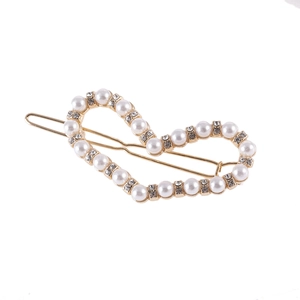 Barrette à Cheveux Élégante en Cœur Évidé Alliage Künstliche Perle d'Imitation Strass Pince Or Argent Accessoires de Mariage Femme