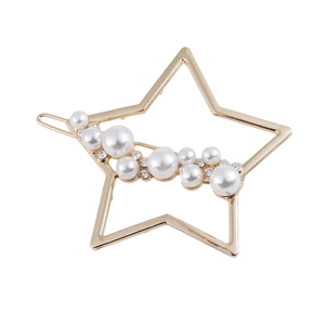 Hohlstern Haarklammer Mit Kunstperle Strass Legierung Gold Silber Haarnadel Eleganter Kopfschmuck Für Damen Alltag Hochzeit Party