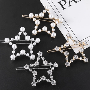 Lot de barrettes étoile avec perles et strass sur monture dorée et argentée