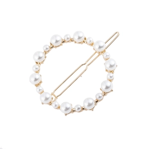 Barrette à Cheveux Ronde Creuse en Alliage Avec Künstliche Perle d'imitation Strass Or Argent Épingle à Cheveux Circulaire pour Femme