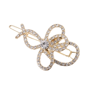 Pince à cheveux papillon dorée élégante avec strass scintillants et accent en cristal