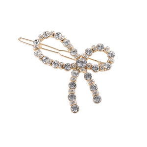 Barrette à cheveux nœud papillon doré avec strass brillants pour un style élégant et chic