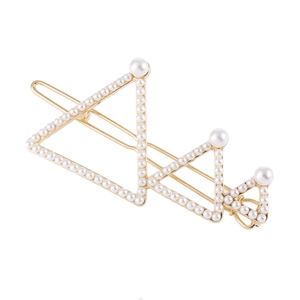Pince à Cheveux Couronne Triangle Géométrique en Alliage Élégant Or Argent Strass Künstliche Perle d'imitation pour Mariage Fête Femme Bijoux