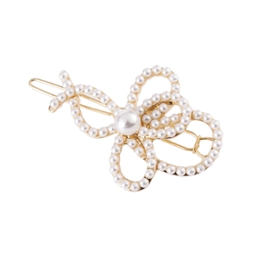 Pince à Cheveux Papillon Élégante en Alliage Avec Incrustation de Strass et Künstliche Perles d'Imitation Or Argent Accessoires Cheveux Femmes