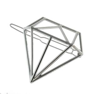 Fermaglio per capelli 3D in argento a forma di diamante cavo con design in metallo minimal