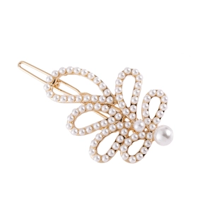 Barrettes à Cheveux Élégantes en Alliage avec Strass et Künstliche Perles Pinces Latérales Fleur Feuille Or Argent pour Mariage Fête Bijoux Femme