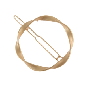 Pince à cheveux circulaire torsadée dorée minimaliste avec épingle à cheveux mate