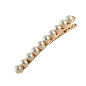Elegante Pinza para el Cabello de Aleación con Perlas Artificiales de Imitación y Strass Larga Geométrica Pico de Pato para Mujer Boda Fiesta Estilo Coreano Accesorios para el Cabello