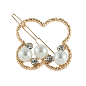 Pince à Cheveux Élégante en Alliage Künstliche Perle Strass Forme Cœur Papillon Cadre Torsadé Or Argent Épingle Mariage Fête Femme