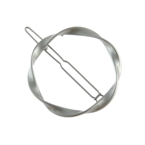 Pince à cheveux minimaliste cercle évidé torsadé en argent avec épingle métallique