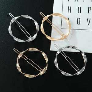 Barrettes à cheveux circulaires minimalistes en or et argent, finitions mates et polies