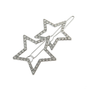 Fermaglio per capelli a stella d'argento con strass e design minimalista in lega