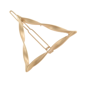 Fermaglio per capelli a triangolo ritorto cavo oro opaco minimalista con chiusura in metallo