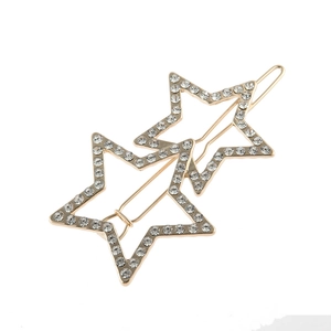 Fermaglio per capelli dorato con doppia stella di strass e perle eleganti