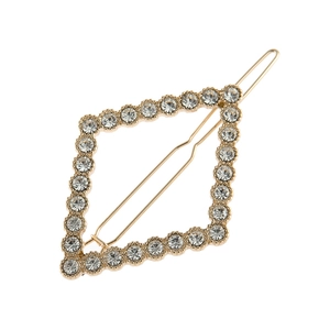 Hollow Rhombus Rhinestone Hair Clip For Women Alloy Electroplated Geometric Side Clip Gold Silver Wedding Party Hair Accessory