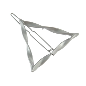 Fermaglio per capelli a triangolo vuoto argento opaco con design in metallo intrecciato