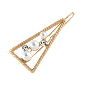 Vintage Dreieck Legierung Haarspange Mit Künstlichen Künstliche Perlen Strass Twisted Edge Geometrische Seitenklammer Für Damen Hochzeit Schmuck