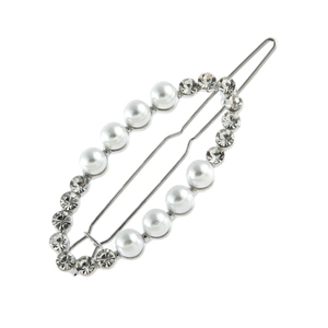 Barrette en Alliage Élégante avec Künstliche Perles et Strass pour Femmes Ellipse Géométrique Ajourée Accessoires Cheveux pour Mariage Fête