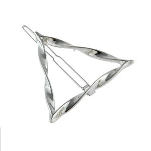 Fermaglio per capelli a triangolo intrecciato in metallo argento dal design minimale