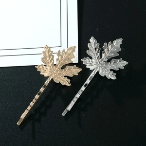 Barrettes à cheveux minimalistes feuille d'érable en alliage doré et argenté poli