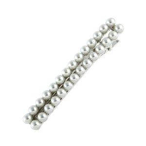 Barrette en alliage argenté avec double rangée de perles blanches pour coiffure élégante