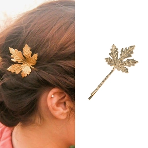 Pince à Cheveux Minimaliste en Alliage Feuille d'Érable pour Femme Or Argent Électroplaqué Métal Accessoires de Coiffure