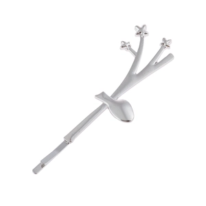 Sleek silver star and branch hair clip for women featuring a polished minimalist design