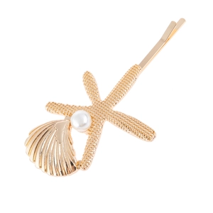 Mode Seestern Jakobsmuschel Haarklammer Mit Kunstperle Legierung Metall Bohemian Beach Haarnadel Für Damen Täglich Accessoires