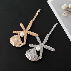 Seestern und Muschel Haarspangen mit Perlen in Gold- und Silberfarben für Damen