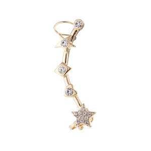 Minimalist gold star ear cuff featuring sparkling cubic zirconia star and heart charms