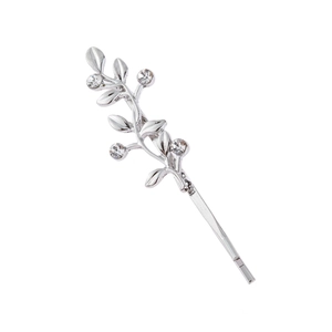 Barrette à cheveux branche argentée élégante avec cristaux pour un look de mariée chic