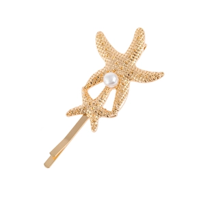 Barrette à Cheveux Mode Style Coréen Étoile de Mer Künstliche Perle Strass Alliage Or Argent Pour Femmes Accessoires de Coiffure Cadeau