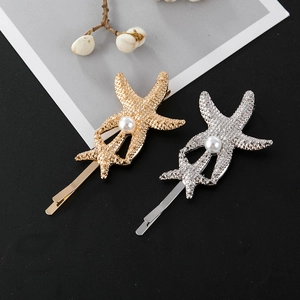 Lot de barrettes étoile de mer avec perles dorées et argentées pour coiffure femme