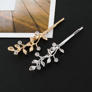 Ensemble de barrettes élégantes en forme de branche dorée et argentée avec strass brillants