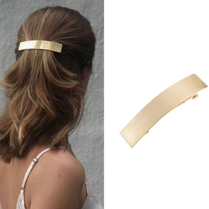 Minimalist Metal Geometric Rectangle Hair Clips Brushed Gold Silver Alloy Spring Side Clip For Women Daily Hair Accessories