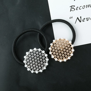 Ensemble d'élastiques à cheveux perle tournesol en maille dorée et argentée chic