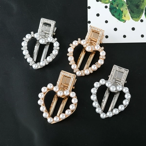 Vierer-Set herzförmige Perlen- und Strass-Haarklammern in Gold und Silber für Damenmode