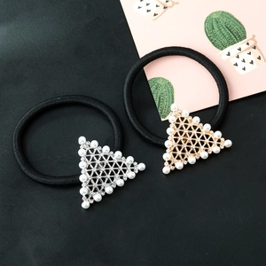 Ensemble d'élastiques à cheveux triangulaires dorés et argentés avec perles et cristaux