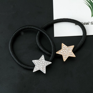 Élastiques à cheveux en forme d'étoile avec strass étincelants en or et en argent