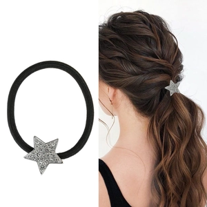 Chouchou Étoile de Mode en Alliage Strass Künstliche Perle Or Argent Bandeau Élastique Accessoires de Bijoux pour Femmes