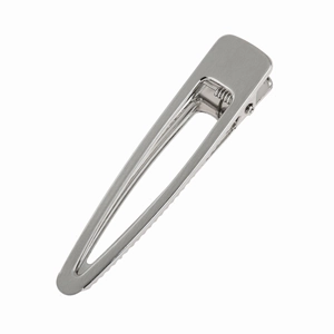 Sleek silver hollow duckbill hair clip with brushed metal finish for women