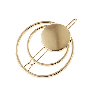 Pince à Cheveux Minimaliste en Alliage Circulaire Géométrique pour Femmes Double Pince Latérale Métallique Ronde Or Argent