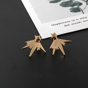 Modern irregular golden firework stud earrings for women with high-gloss mirror finish
