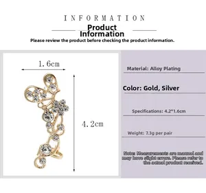 Détail du protège-oreille papillon évidé avec strass brillants et dimensions