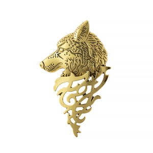 Vintage Alloy Wolf Head Totem Brooch Hollow Tribal Animal Collar Pin Retro Electroplated Gothic Badge Accessory For Unisex Jewelry