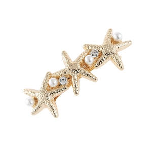 Elegante Fermaglio per Capelli a Stella Marina in Lega per Donna Con Künstliche Perle e Strass Accessori per Capelli Stile Marino