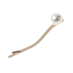 Minimalist Metal Wavy Bobby Pin With Large Faux Artificial Pearl Elegant Gold Silver Hair Clip For Women Daily Party Hair Accessories